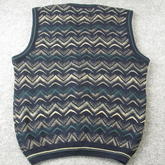 VTG Jantzen Sweater Vest XL Blue Button Up 3D Knit‎ Grandpa Dad Academia Preppy - Picture 2 of 10